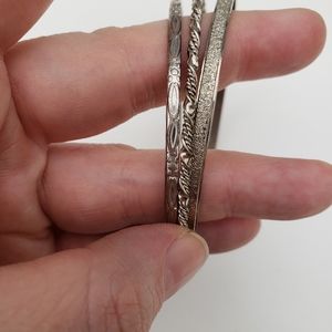 Silvertone Bangle Trio. 3 Bracelets